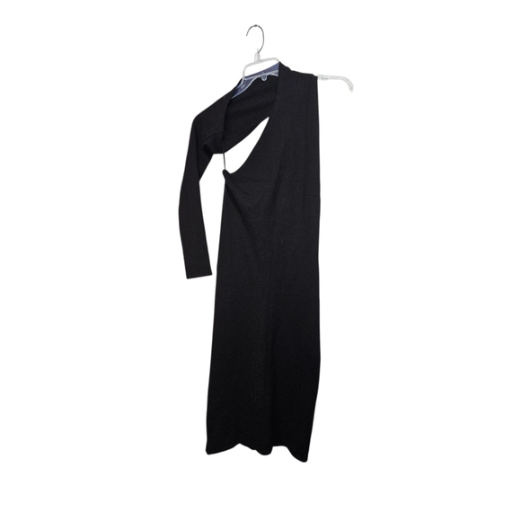 Marcella Women's Black Manhattan One Shoulder Sleeve Midi Dress Side Zip Size M. - Picture 5 of 11